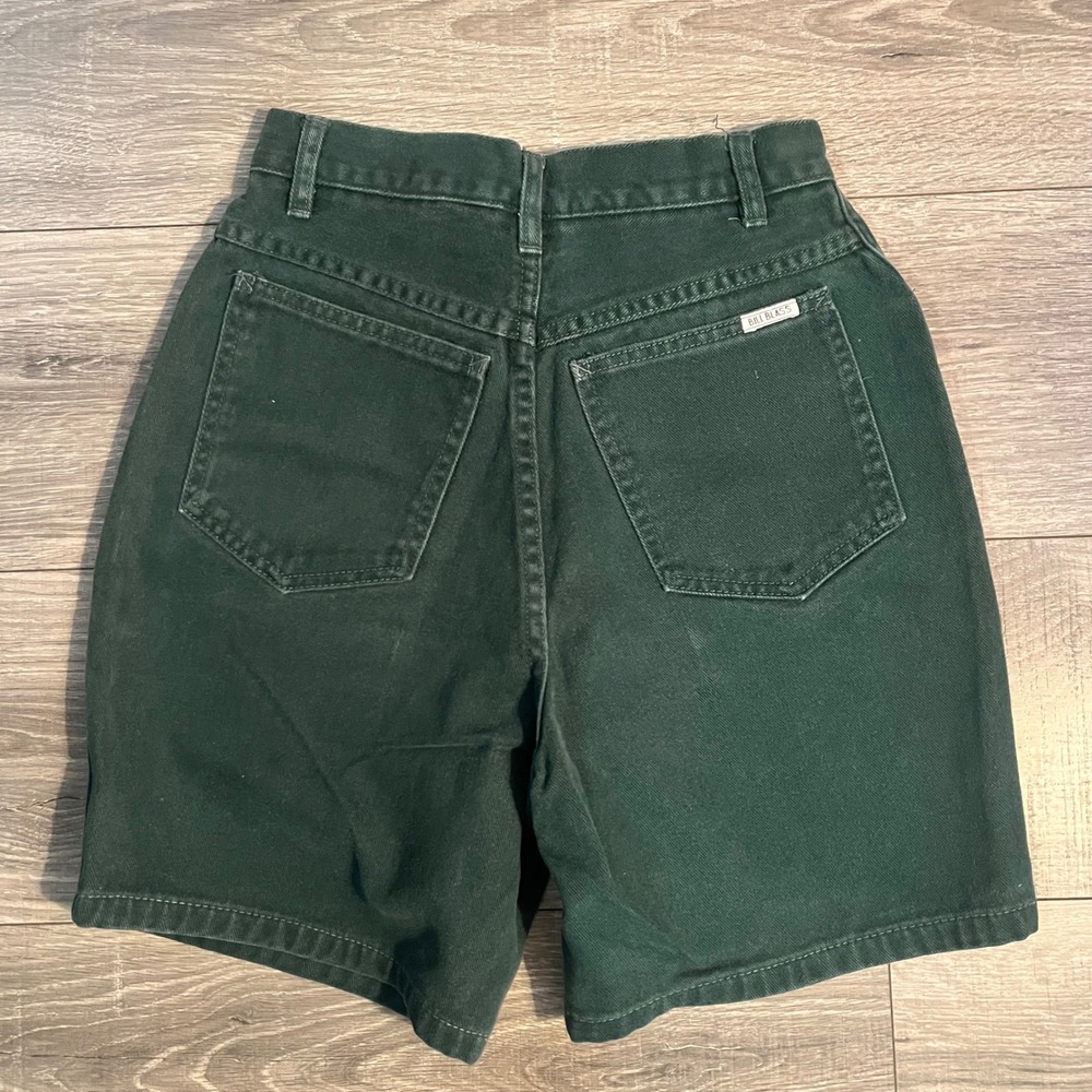 Vintage Bill Blass Forest Green High Waisted Denim Shorts Size 6 Cotton 90s - Picture 2 of 6